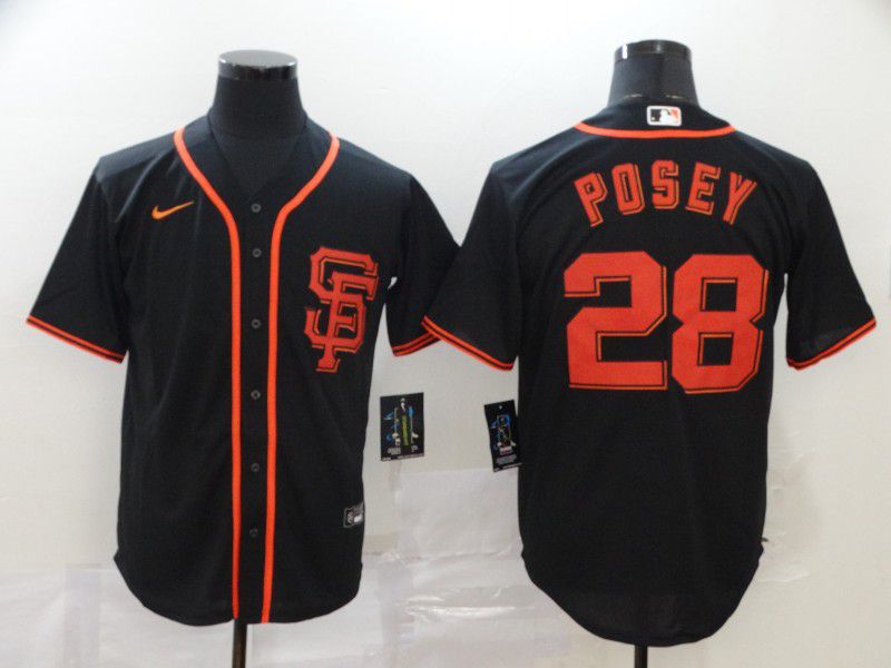 Men San Francisco Giants #28 Posey Black Nike Game MLB Jerseys